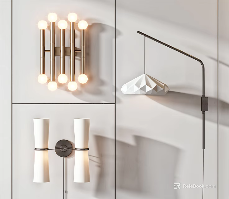 Modern Stylish Wall Lamps With Geometric Cylindrical And Metal Design For Interior Decor 3d model 