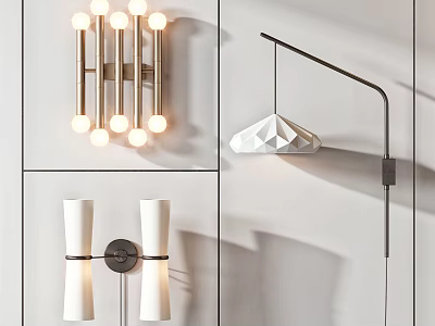 Modern Stylish Wall Lamps With Geometric Cylindrical And Metal Design For Interior Decor 3d model