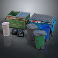 Colored Waste Bins And Trash Containers With Lids And Garbage Bags