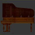 Elegant Wooden Grand Piano With Open Lid Black White Keys And Carved Legs For Home
