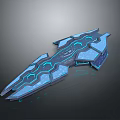 Futuristic Cosmic Spaceship Design With Blue Glowing Geometric Patterns And Aerodynamic Structure 3d model