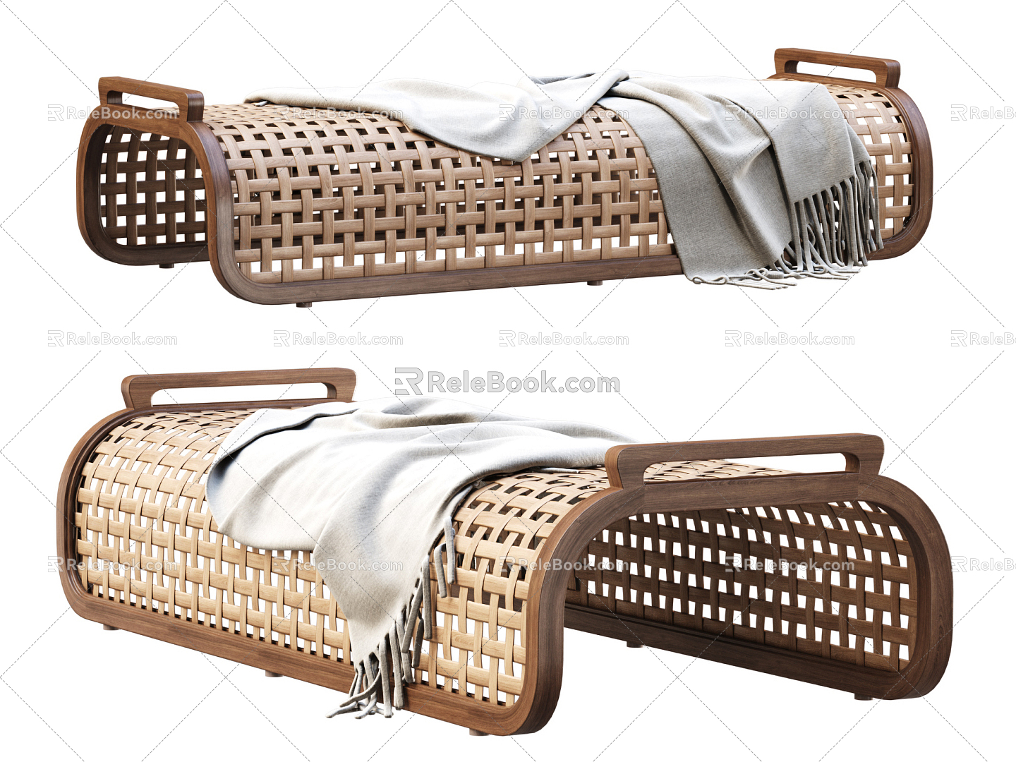 Quiet bed end stool woven bench model