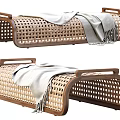 Quiet bed end stool woven bench 3d model