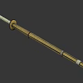 Japanese Katana Weapon With Golden Scabbard White Wrapped Handle And Ornate Details