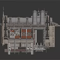 Industrial Building Design Featuring Multi level Metal Structure Chimneys And Pipes