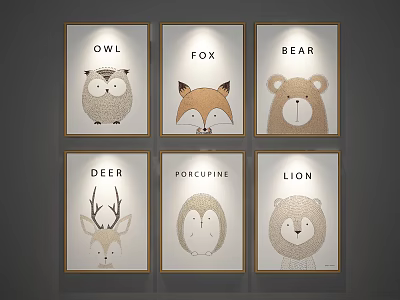 Nordic Animal Painting Decorative Painting 3d model