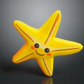 Cute Yellow Starfish Plush Toy Featuring Smiling Face And Black Eyes