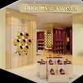 Elegant DUOHUA VIVINER Store Interior With Purple Walls Golden Decorations And Shoe Displays