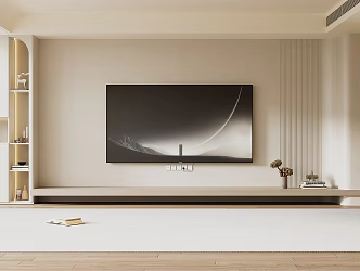 Modern TV background wall cream TV background 3d model