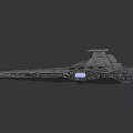 Detailed White Star Destroyer Model With Blue Lights And Futuristic Design
