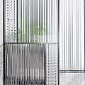 Modern Interior Partition Design With Striped Glass And Grid Patterns 3d model