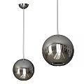 Contemporary Double Spherical Metallic Pendant Lights With Shiny Reflective Surfaces 3d model