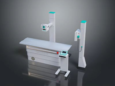 Modern Medical Examination Table With Column X Ray Equipment And Display Panel 3d model