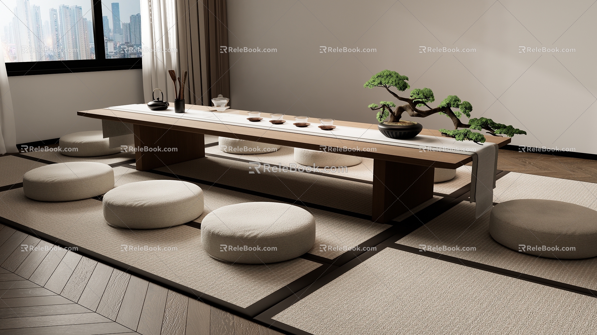 New Chinese Tea Table and Chair Combination Tea Table Water Table 3d model