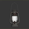 Vintage Kerosene Lamp With Metal Frame Glass Shade And Illuminated Light