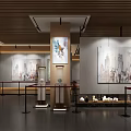 Art Exhibition Hall Interior With Wall Paintings Exhibits Lighting And Ropes