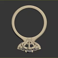 Elegant Vintage Gold Ring with Central Gemstone and Surrounding Small Stones Intricate Floral Design