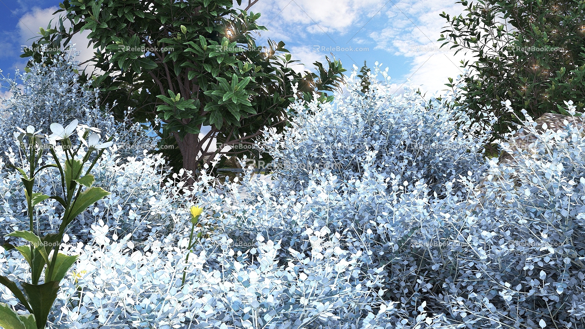 Modern flowers and plants combination landscape shrub shrub plant combination natural landscape 3d model