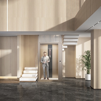 modern elevator hall 3d model