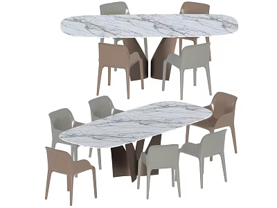 Elegant Modern Dining Table With Marble Top And Matching Chairs For Interior 3d model