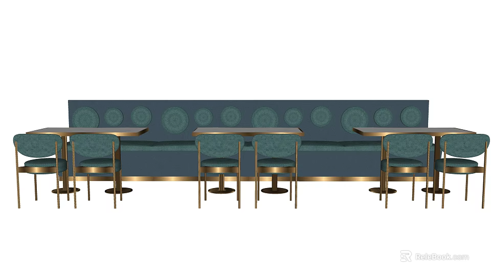 Modern Public Chairs With Blue Circular Patterns And Metal Frame Design 3d model