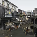 Old Town Narrow Street Scene With Traditional Buildings Old Houses And Rooftops