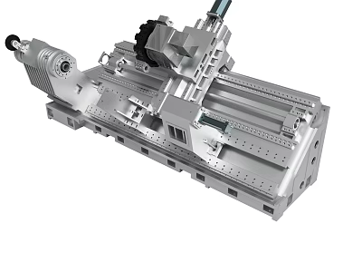 Industrial Precision Metal Lathe Machine Structure With Guide Rails Spindle Chuck And Metal Frame 3d model