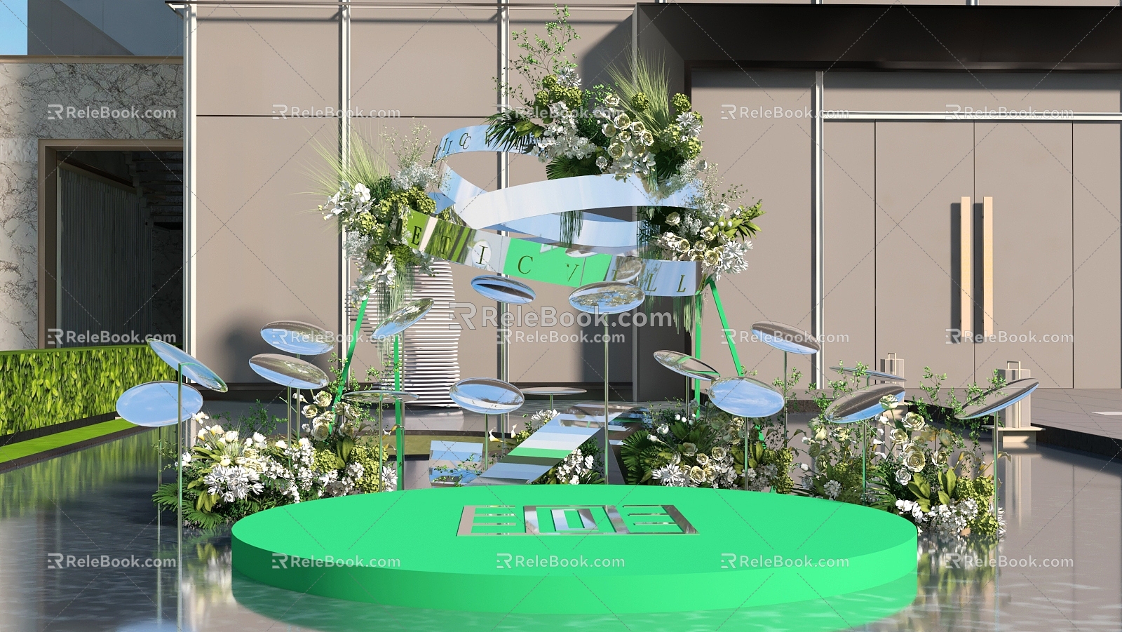 Modern Waterscape Stage Beautiful Chen Green Plant Beautiful Chen Flower Art Beautiful Chen Playing Beautiful Chen Metal Decoration Beautiful Chen Sequin Beautiful Chen 3d model