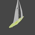 Sailboat With White Sails Wooden Deck Blue Hull And Brown Cockpit Interior