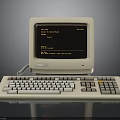 Vintage Electronic Computer With Beige Monitor Keyboard And Text Screen