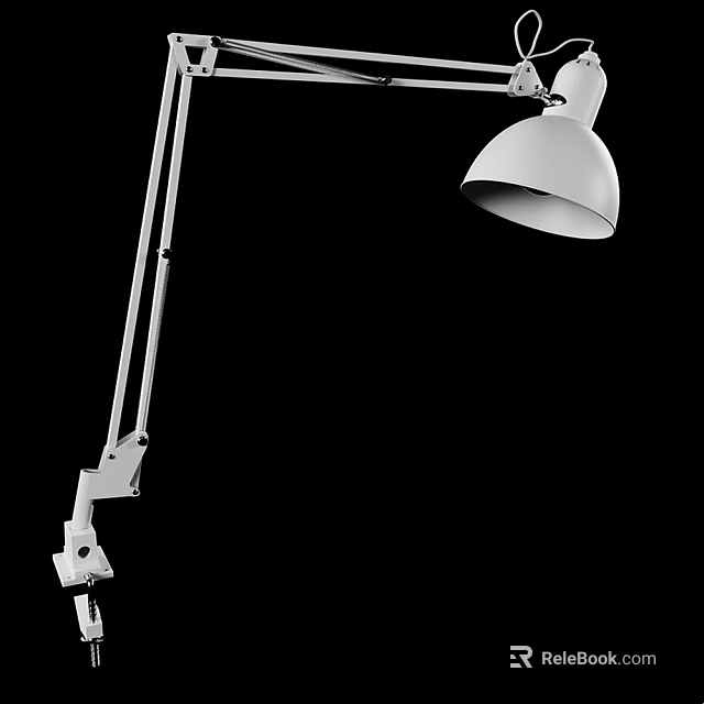 Modern White Desk Lamp With Adjustable Arm And Dome Shaped Shade 3d model 