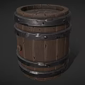 Traditional Wooden Barrel With Metal Hoops Wooden Top And Rivets For Home Storage