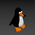 Cute Black and White Penguin Character with Orange Feet for Game Movie Roles