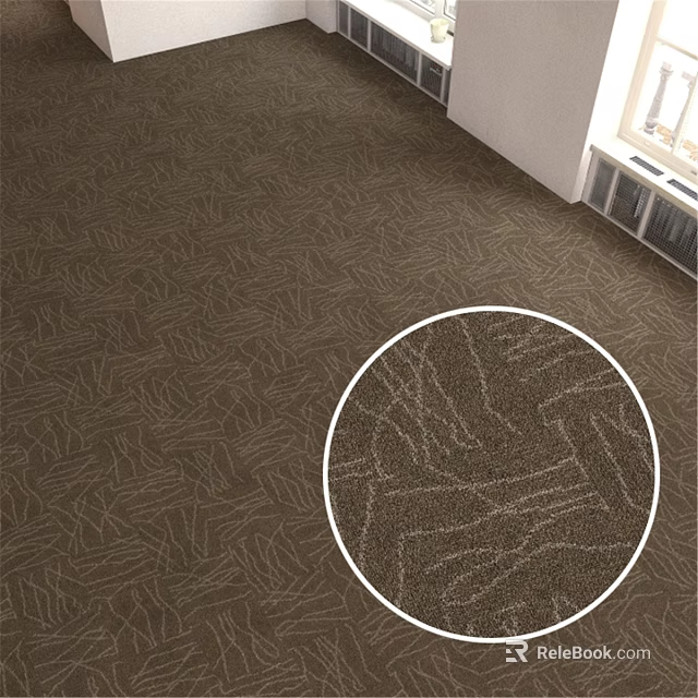 Brown Geometric Pattern Carpet Tile With Textured Detail For Interior Flooring 3d model 