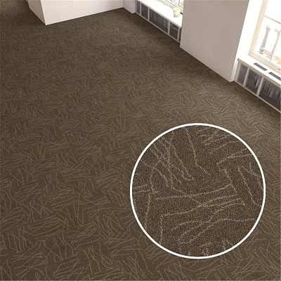 Brown Geometric Pattern Carpet Tile With Textured Detail For Interior Flooring 3d model