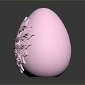 Chicken Egg With Intricate Pink Floral Pattern And Shiny Surface Design