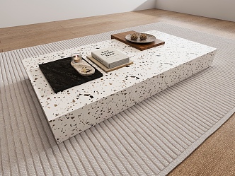 Square coffee table terrazzo stone 3d model