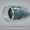 Detailed 3D Render Of Aircraft Engine Turbine With Metallic Blades And Casing