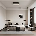 Modern Bedroom Interior Design With Large Bed Gray Bedding Nightstands And Table Lamps