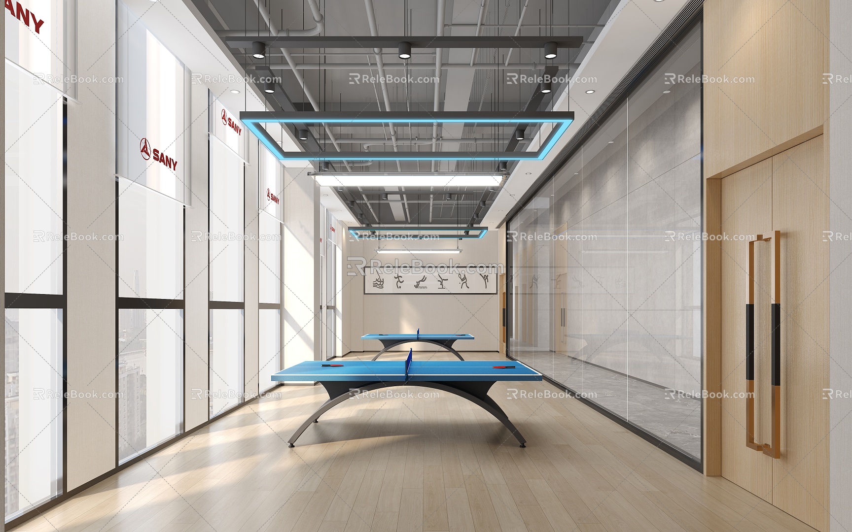 Modern Table Tennis Room Table Tennis Classroom 3d model