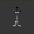 Vintage Blue Bicycle with Black Seat White Handlebars Brown Rims on Black Background with Reflection