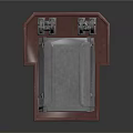 Metal Industrial Equipment With Perforated Surface And Square Shaped Design On Wooden Base Stand
