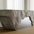 Stone Bar Counter In Modern Interior With Long Gray Rock Surface And Wooden Floor