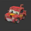 Cute Pixel Style Pink Truck Shaped Doll With Big Eyes And Reflection