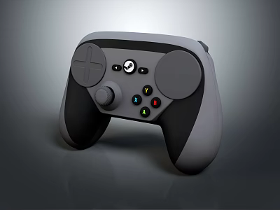 Ergonomic Entertainment Electronics Game Controller With Gray Black Design And Colorful Action Buttons 3d model