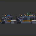 3D Rendered Industrial Mechanical Modules Featuring Blue Orange Components And Green Indicators