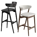 Stylish Contemporary Bar Stools With Wooden Frame And Upholstered Seats In Black And White