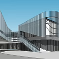 Modern MOTORLAND Building With Geometric Glass Facade And Sleek Architectural Design