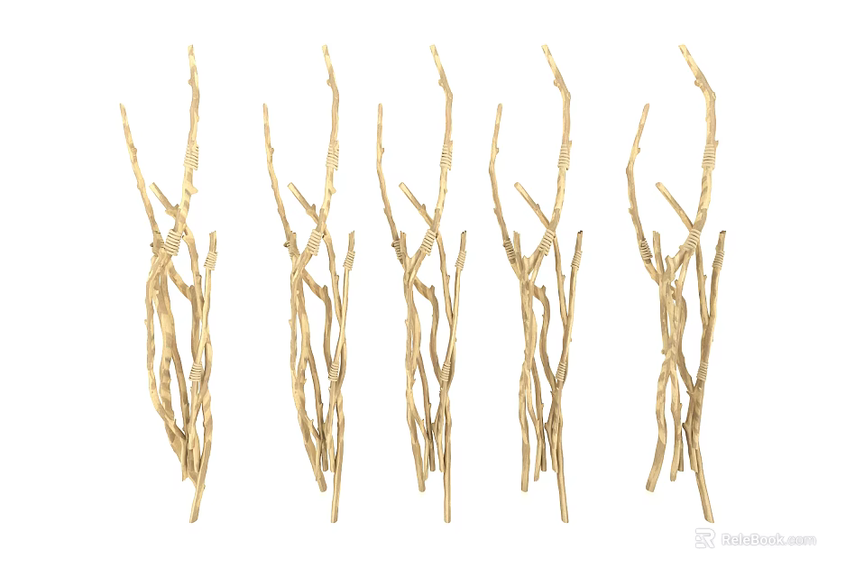 Gold Branch Decorative Ornament Set for Modern Home Interior Styling 3d model 