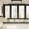 Modern Bathroom Interior Design With Glass Shower Enclosure Window And White Tiles